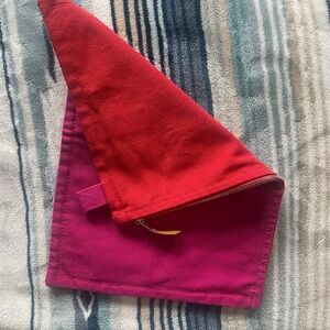 Hermes Bora Bora Red and Pink Bicolour Cotton Clutch Zip Pouch